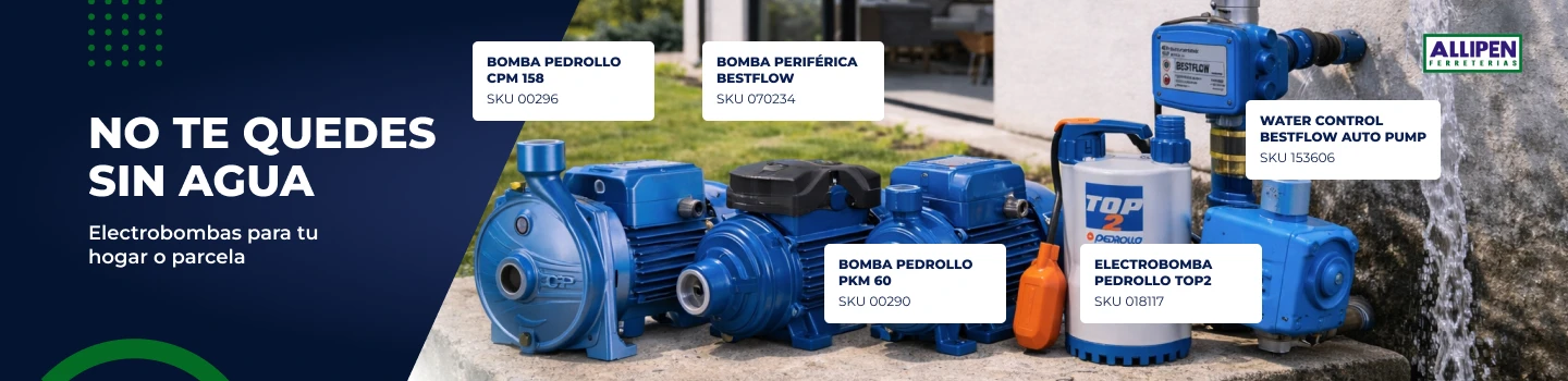 Electrobombas de agua para uso doméstico y agrícola en ferretería Allipen