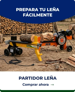 Banner promocional de Allipén Ferreterías sobre partidores de leña con modelos Duraline 5T y Wulkan 8T.