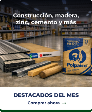 Productos destacados del mes en Allipen para construcción, madera, zinc, cemento y materiales de obra.