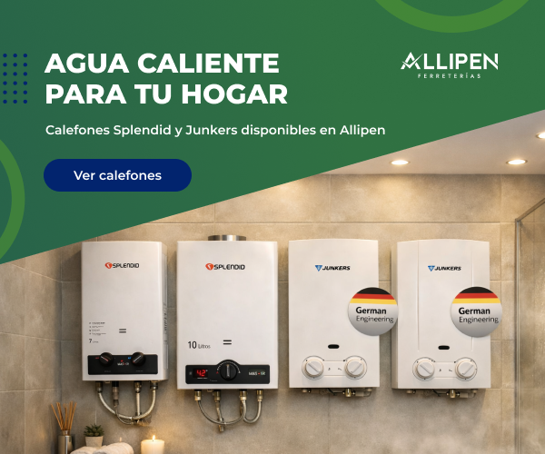 Calefones Splendid y Junkers para agua caliente en el hogar durante el invierno disponibles en Allipen.