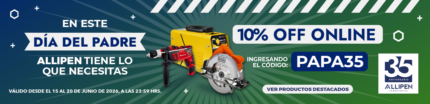 Promoción Día del Padre Allipen con taladro, soldadora y sierra circular, 10% off con código PAPA35
